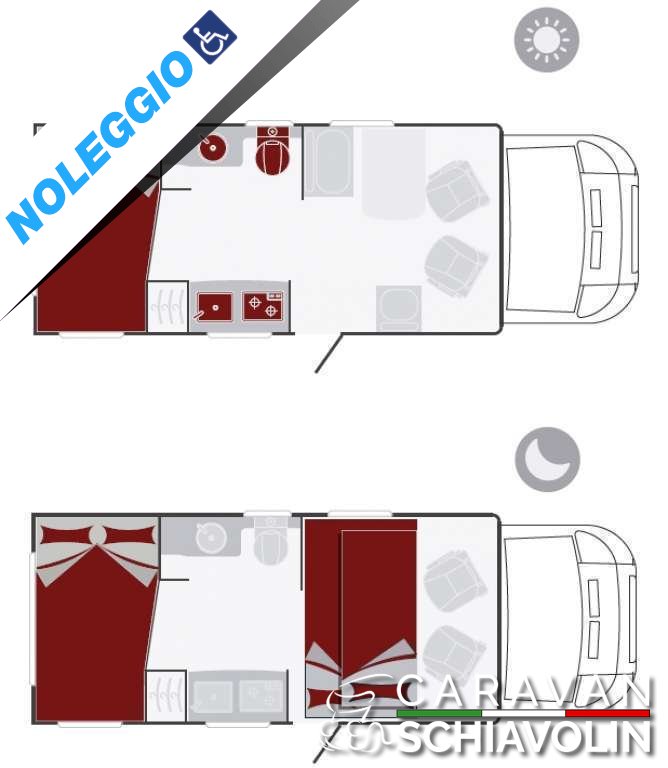 Across 650 CPH camper per disabili cambio automatico e comandi al volante